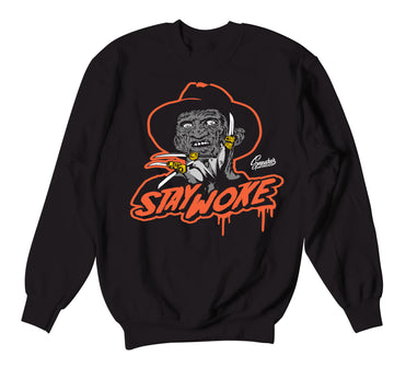 Retro 5 Orange Blaze Sweater - Stay Woke - Black